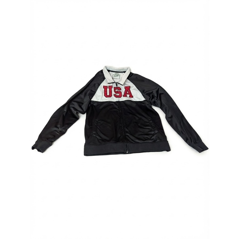 Rhinox USA Track Jacket Mens XL Black White Full Zip Colorblock Athletic Top